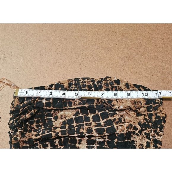 Womans Hot & Delicious Mesh Animal Print Strapless Maxi dress Size Small Tan - Picture 6 of 7